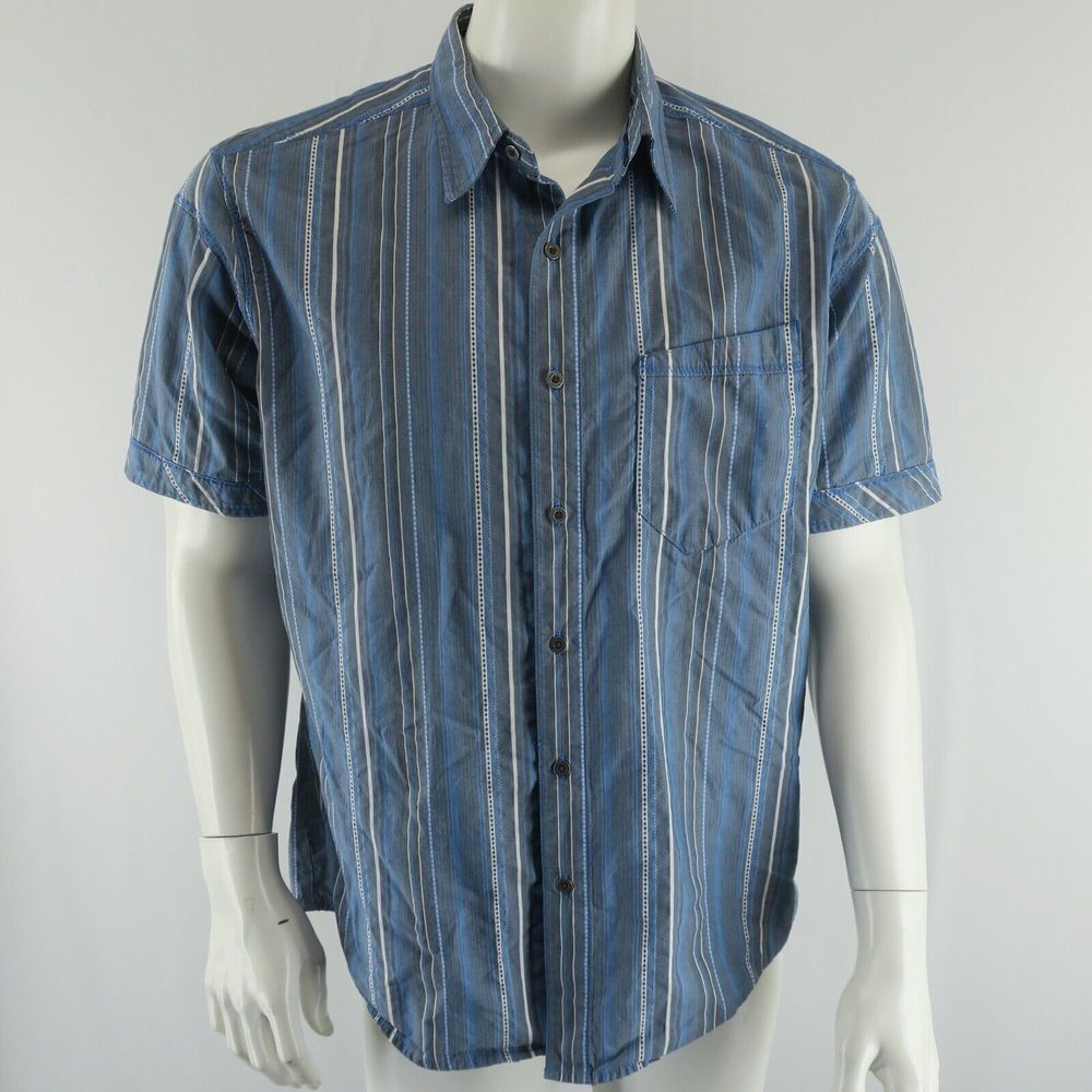 Kuhl Short Sleeve Button Up Shirt Mens L Blue White‎